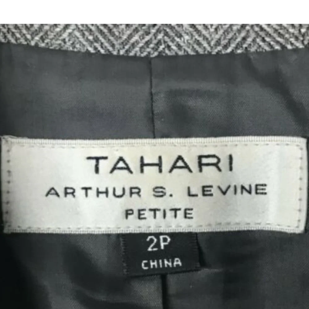 Tahari ASL Grey Herringbone One-Button Blazer  2P - Picture 2 of 5